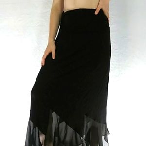 Long black skirt with lace at the bottom